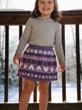 Disney Purple Mickey and Minnie Knit Skirt